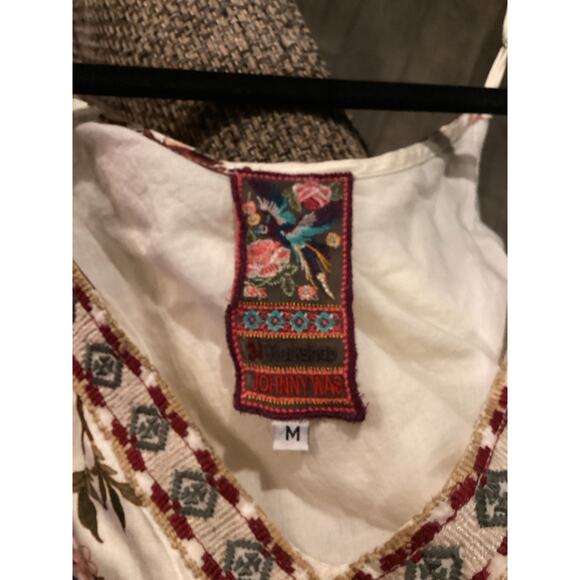 Johnny Was GEORGIA bloooms wave FLOUNCE maxi DRESS white floral boho M - Picture 6 of 7